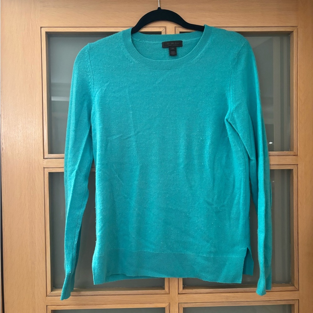 Saks Fifth Avenue Teal Crew Neck Cashmere Sweater